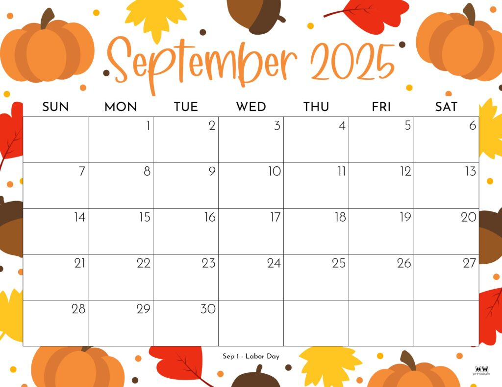 September 2025 Calendars - 107 Free Printables | Printabulls for Printable Calendar 2025 September Free