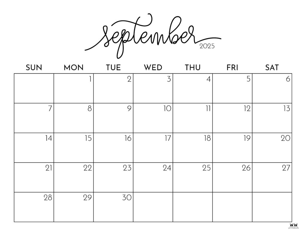 September 2025 Calendars - 107 Free Printables | Printabulls throughout Printable Calendar 2025 September Free