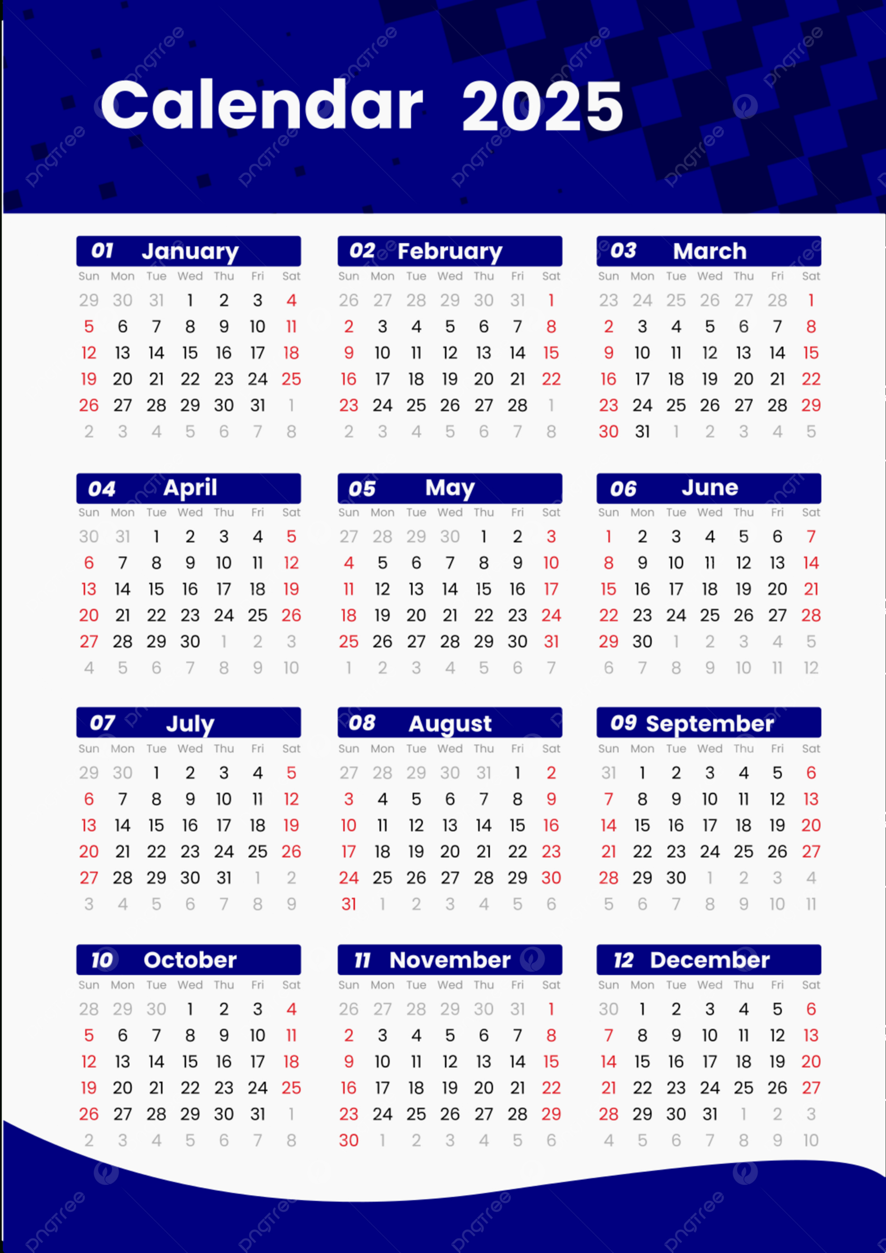 Simple Blue Calendar 2025 Png Transparent Images Free Download with Printable Calendar 2025 Blue