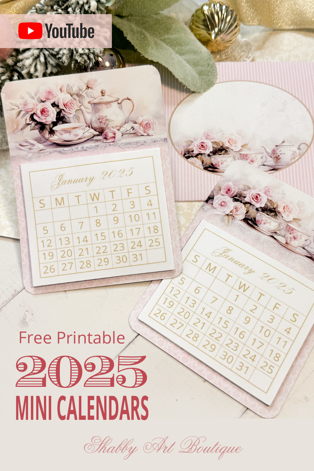Simply Christmas: Free Printable 2025 Mini Calendars - Shabby Art regarding Free Mini Calendar Printable 2025