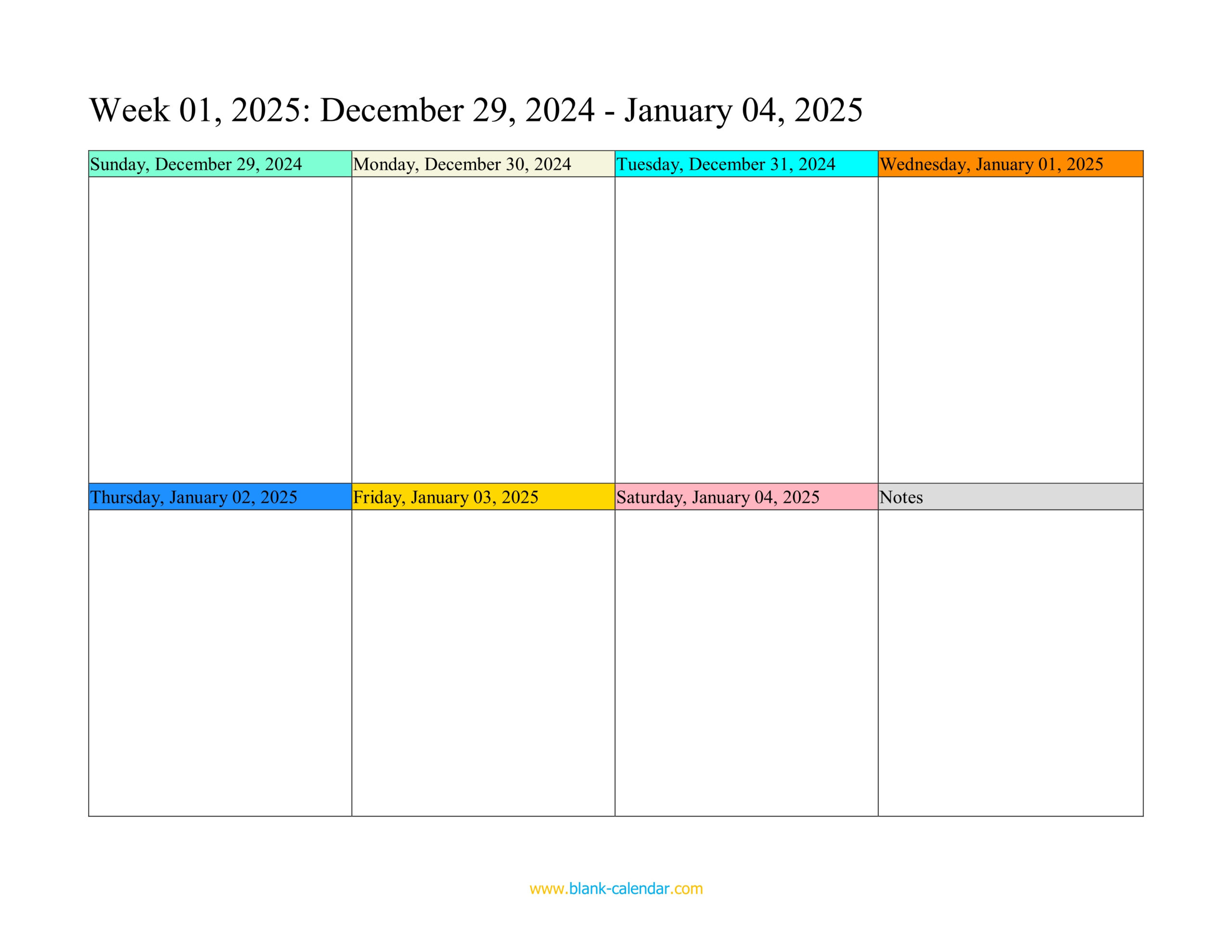 Weekly Calendar 2025 (Word, Excel, Pdf) with Printable 2025 Week Calendar