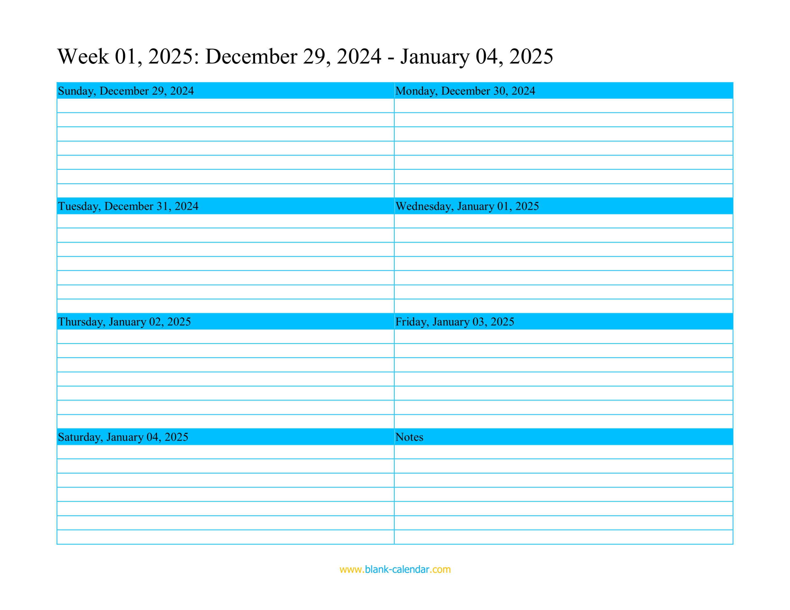 Weekly Calendar 2025 (Word, Excel, Pdf) with regard to Printable Weekly Calendar 2025 Free