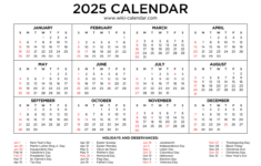 Year 2025 Calendar Printable With Holidays – Wiki Calendar regarding 2025 Calendar With Religious Holidays Printable