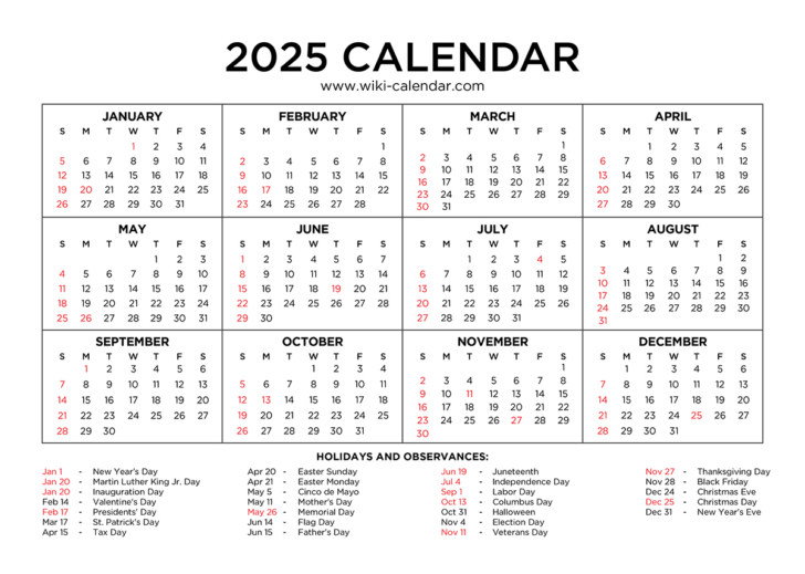 Printable Calendar 2025 Large
