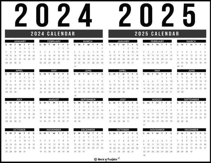 Free Printable 2024 and 2025 Calendar