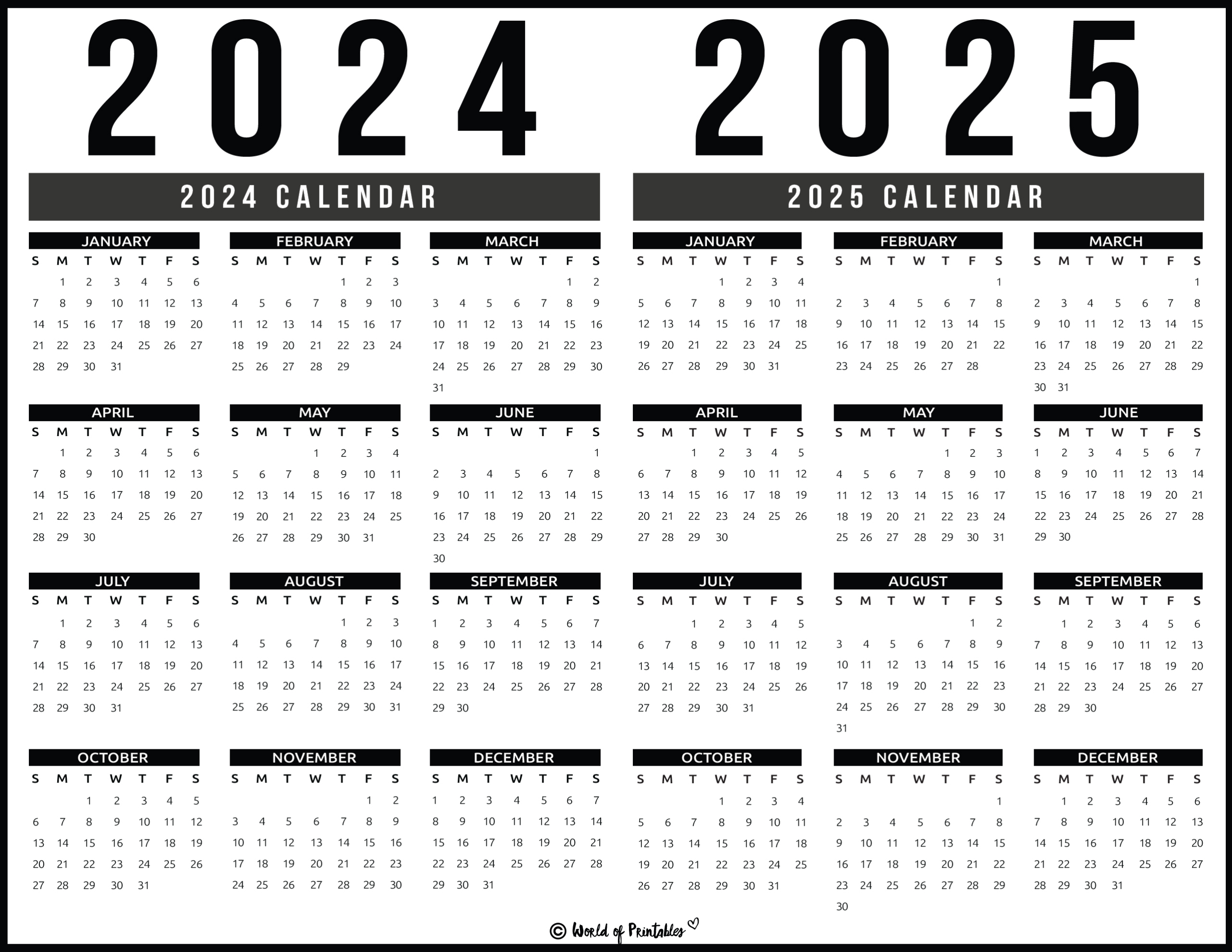 2024 2025 Calendar Free Printables - World Of Printables with 2024 2025 Calendar Printable Free