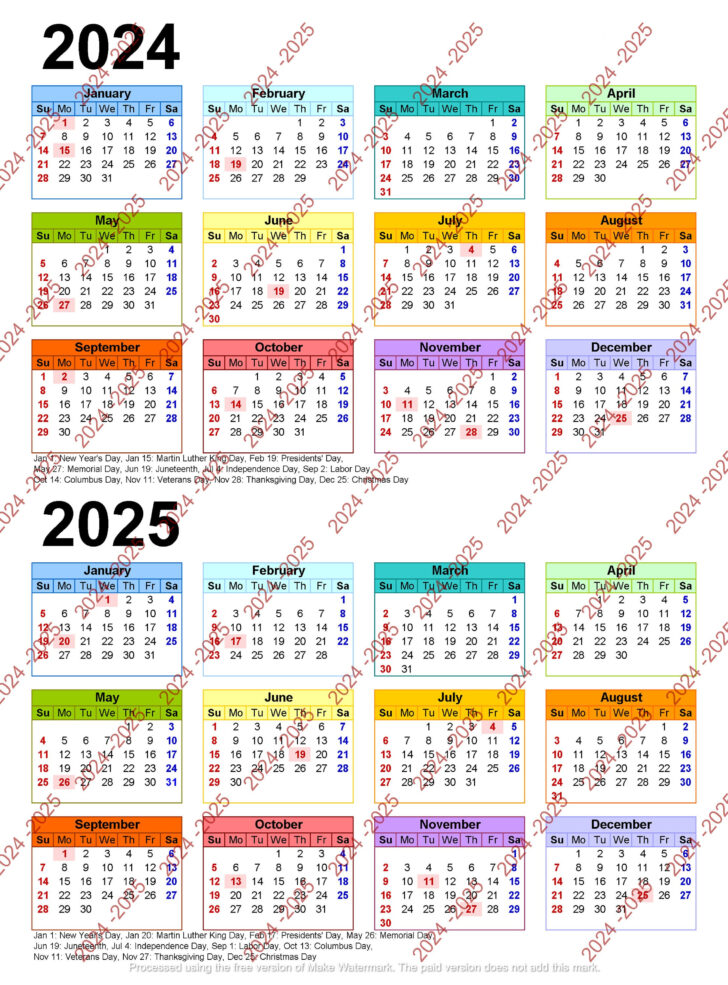Printable 2024 and 2025 Calendar