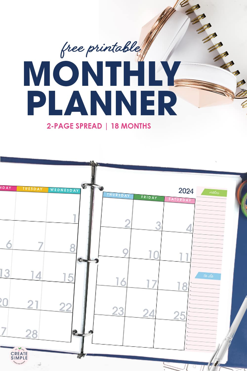 2024-2025 Monthly Planner | Free Printable Calendar Download with regard to Free Printable Monthly Calendar 2024 And 2025