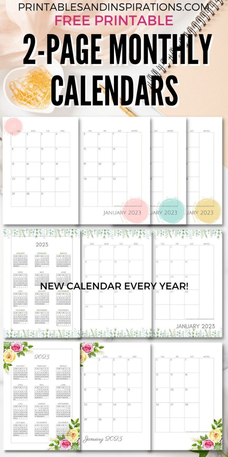 Free Printable 2 Page Monthly Calendar 2025