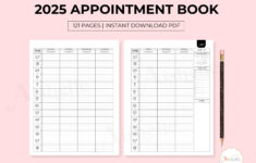 2025 Appointment Book, Printable Appointment Planner With 15 inside Free Printable Appointment Calendar 2025