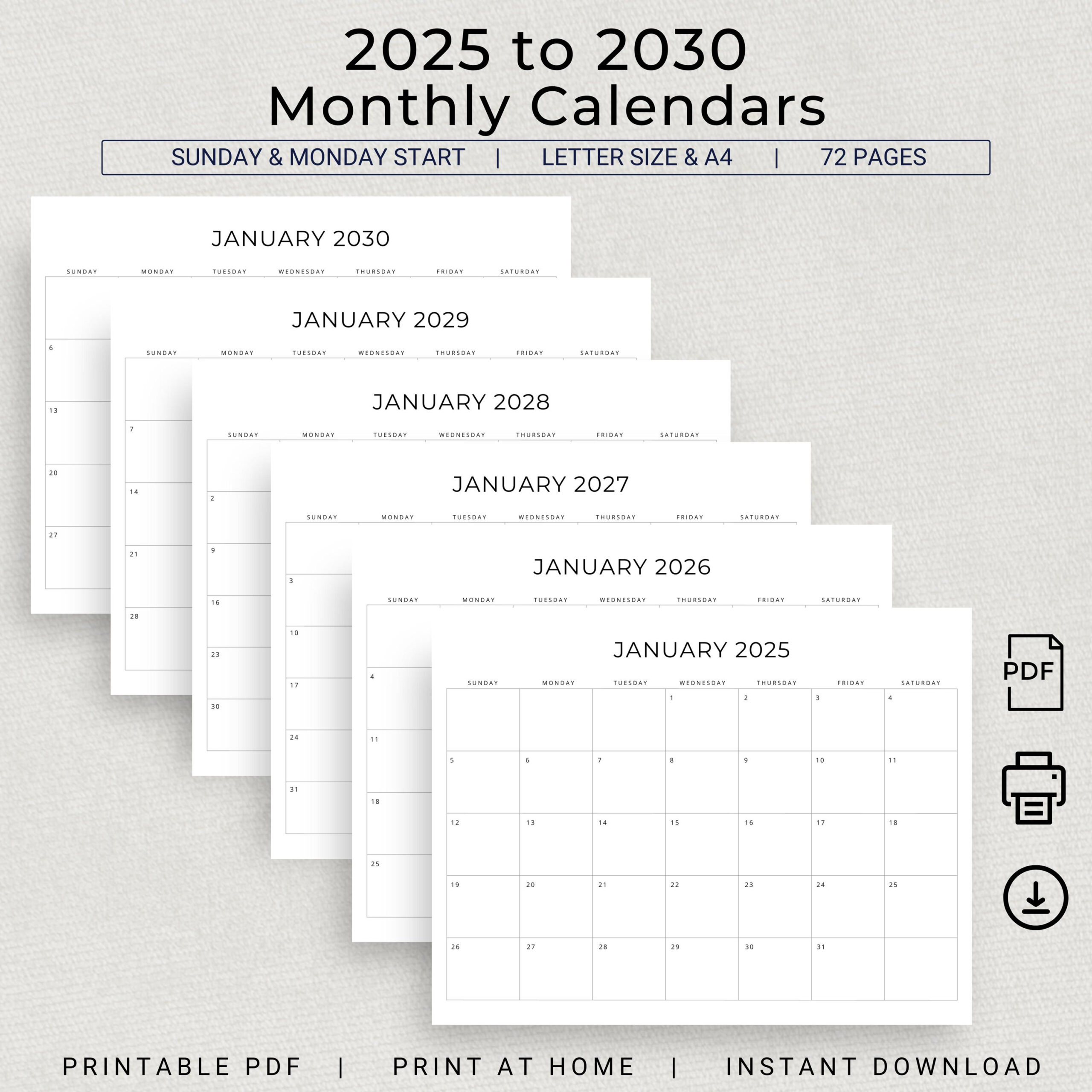 2025 Bis 2030 Kalender 2025-2030 Monatskalender 2025 2026 2027 throughout Printable Calendar 2025 To 2030