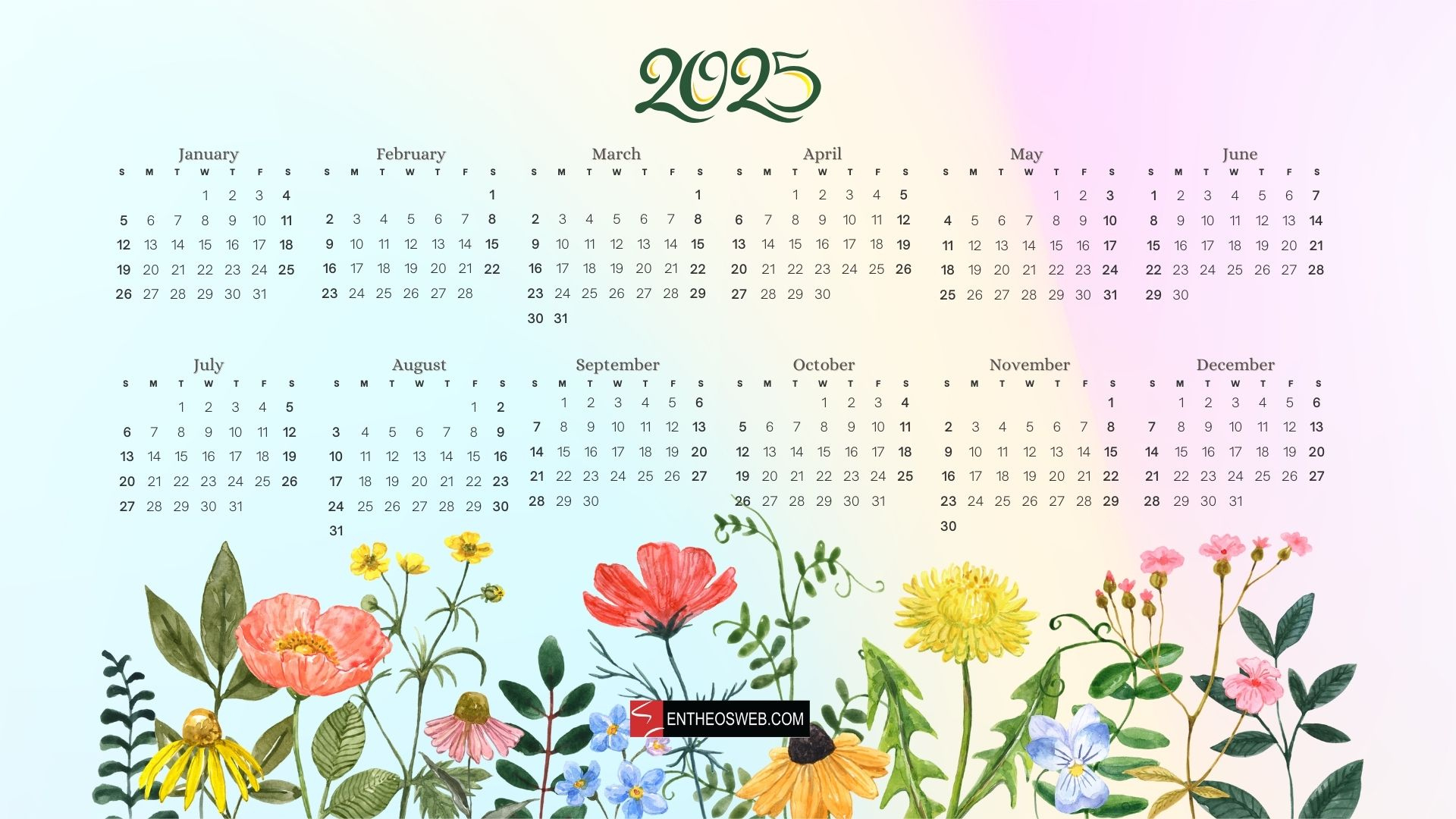 2025 Calendar Desktop Wallpaper And Pdf Printables | Entheosweb inside Printable Desktop Calendar 2025