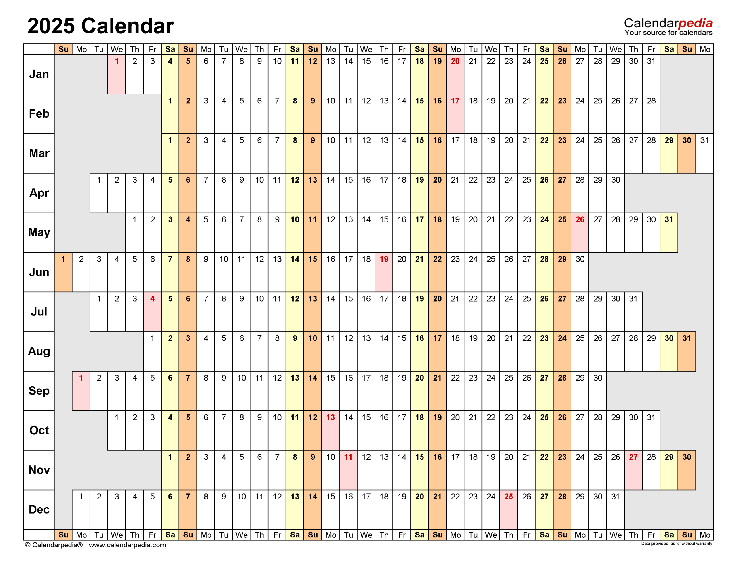 2025 Calendar - Free Printable Excel Templates | Calendarpedia with Free Printable Calendar 2025 Calendarlabs
