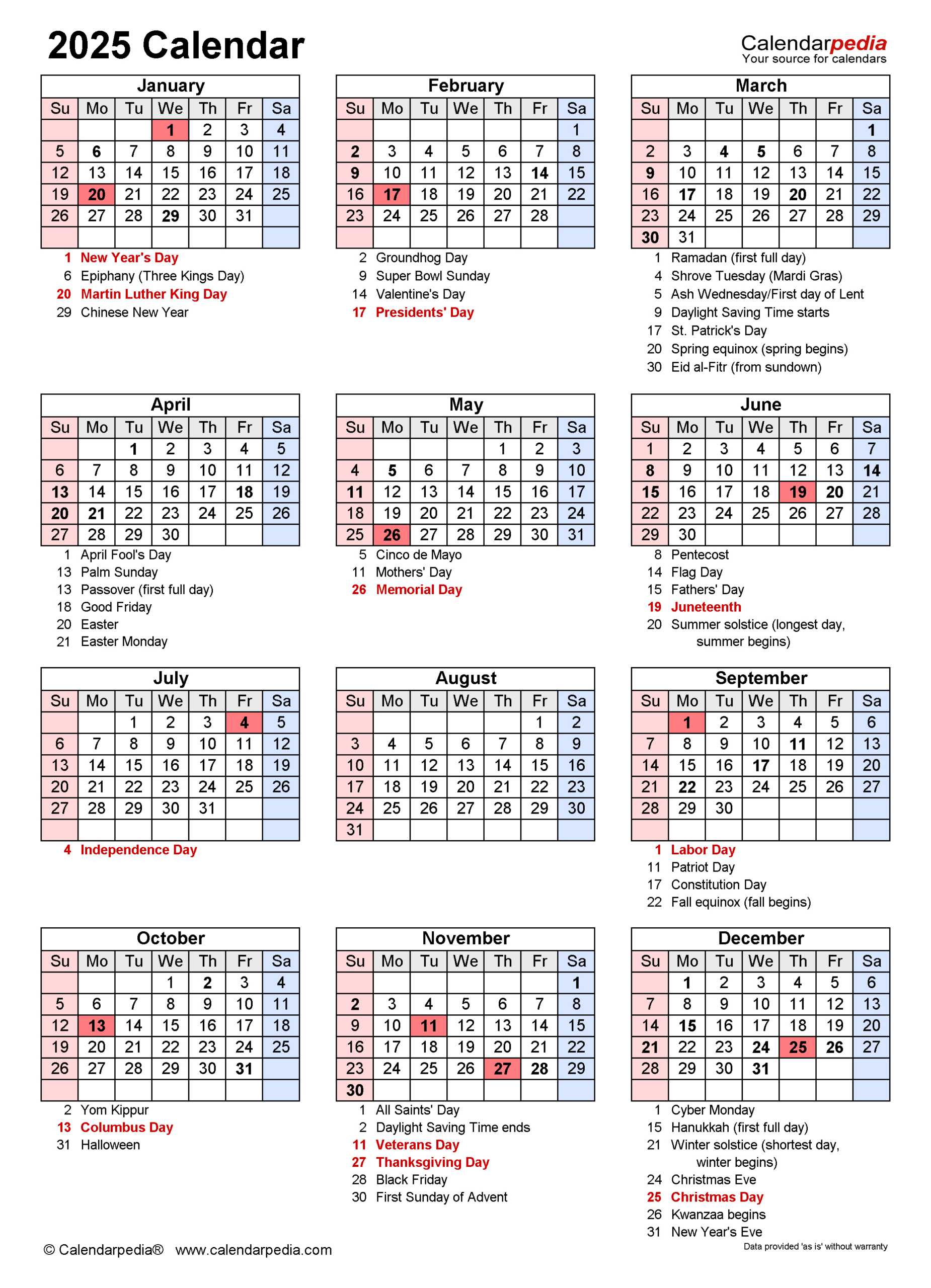 2025 Calendar - Free Printable Pdf Templates | Calendarpedia intended for Printable Calendar 2025 with Holidays Sri Lanka