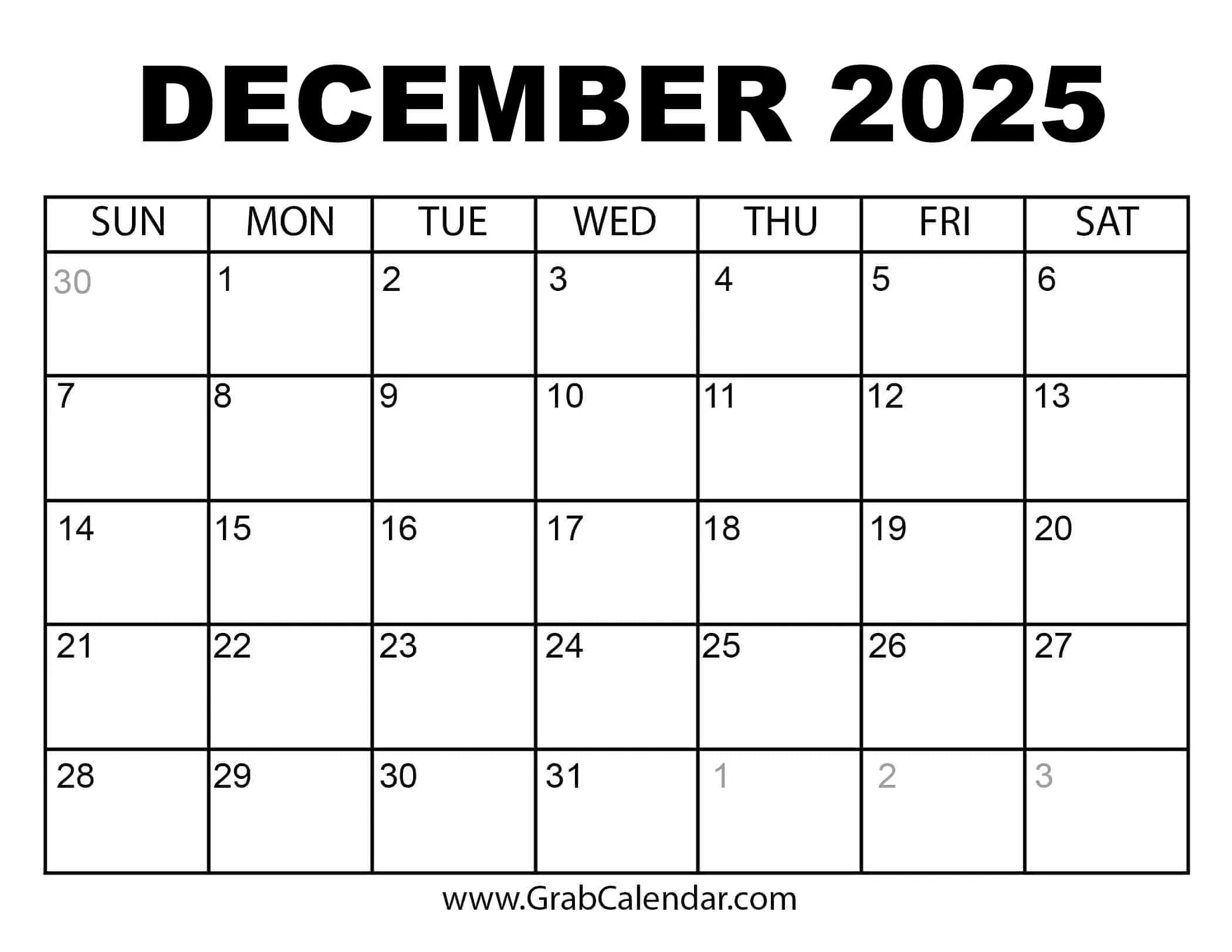 2025 Calendar - Grab Calendar for December 2024 And July 2025 Calendar Printable