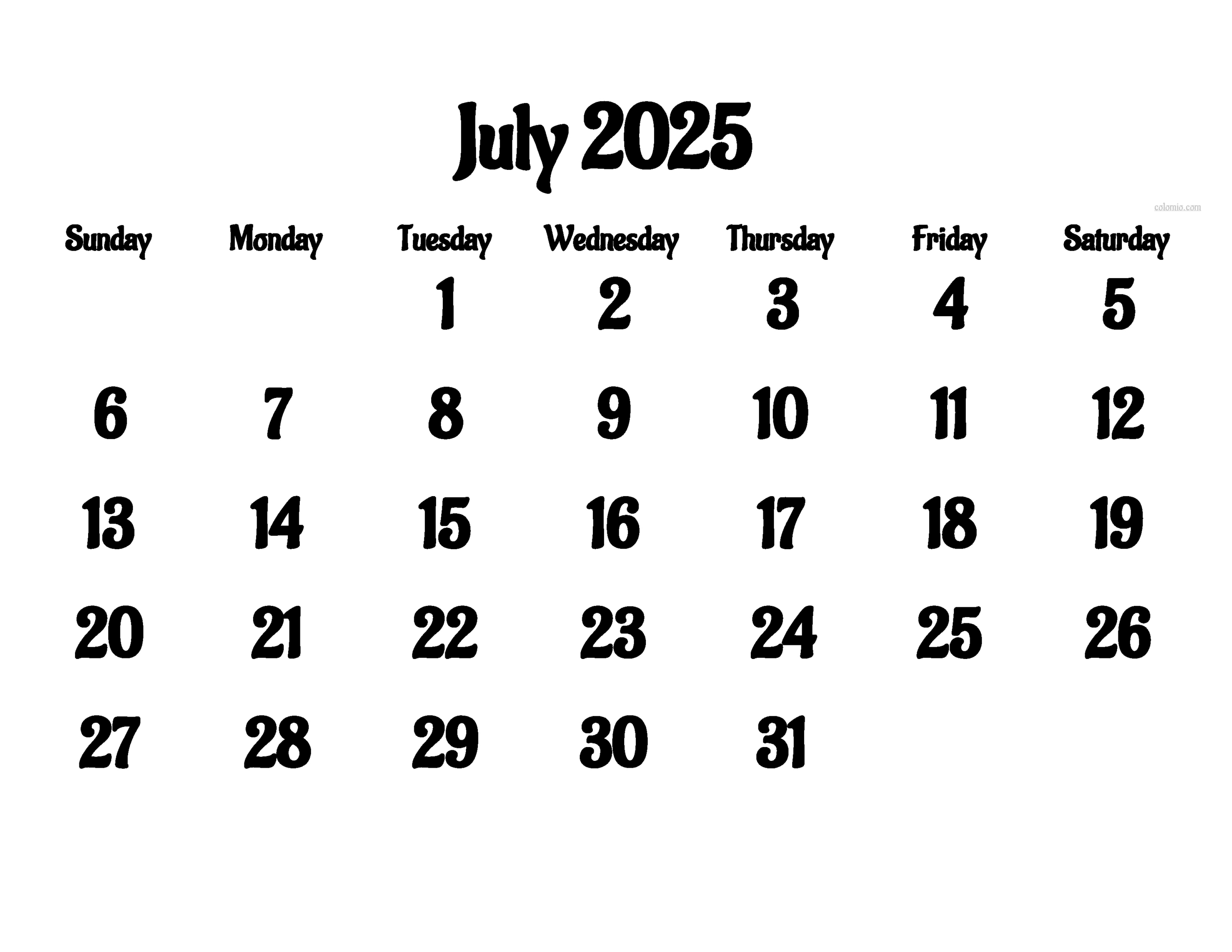 2025 Calendar, Monthly Calendars, With Calendar Maker ✓ Pdf for Calendar For 2025 July