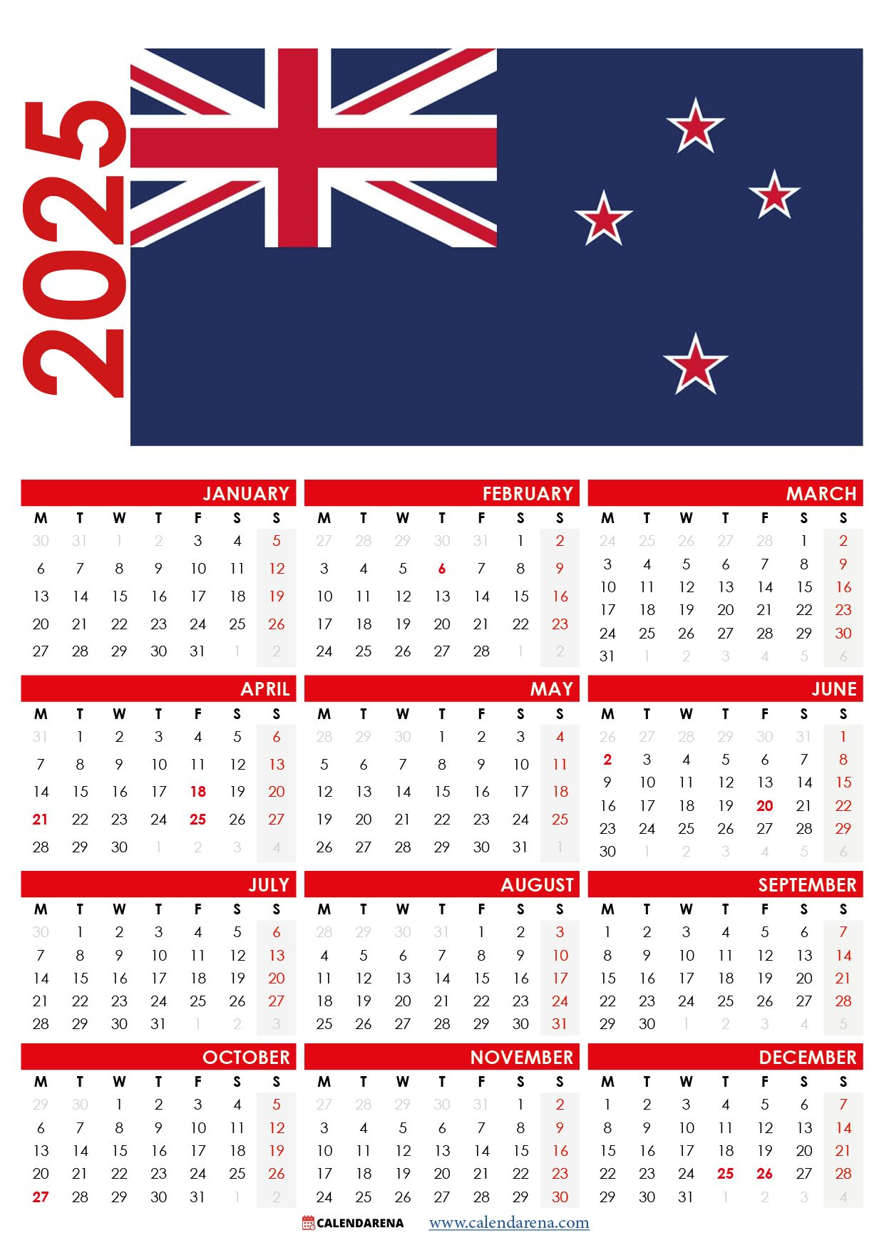2025 Calendar Nz With Holidays And Festivals pertaining to Printable Calendar 2025 With Holidays Nz