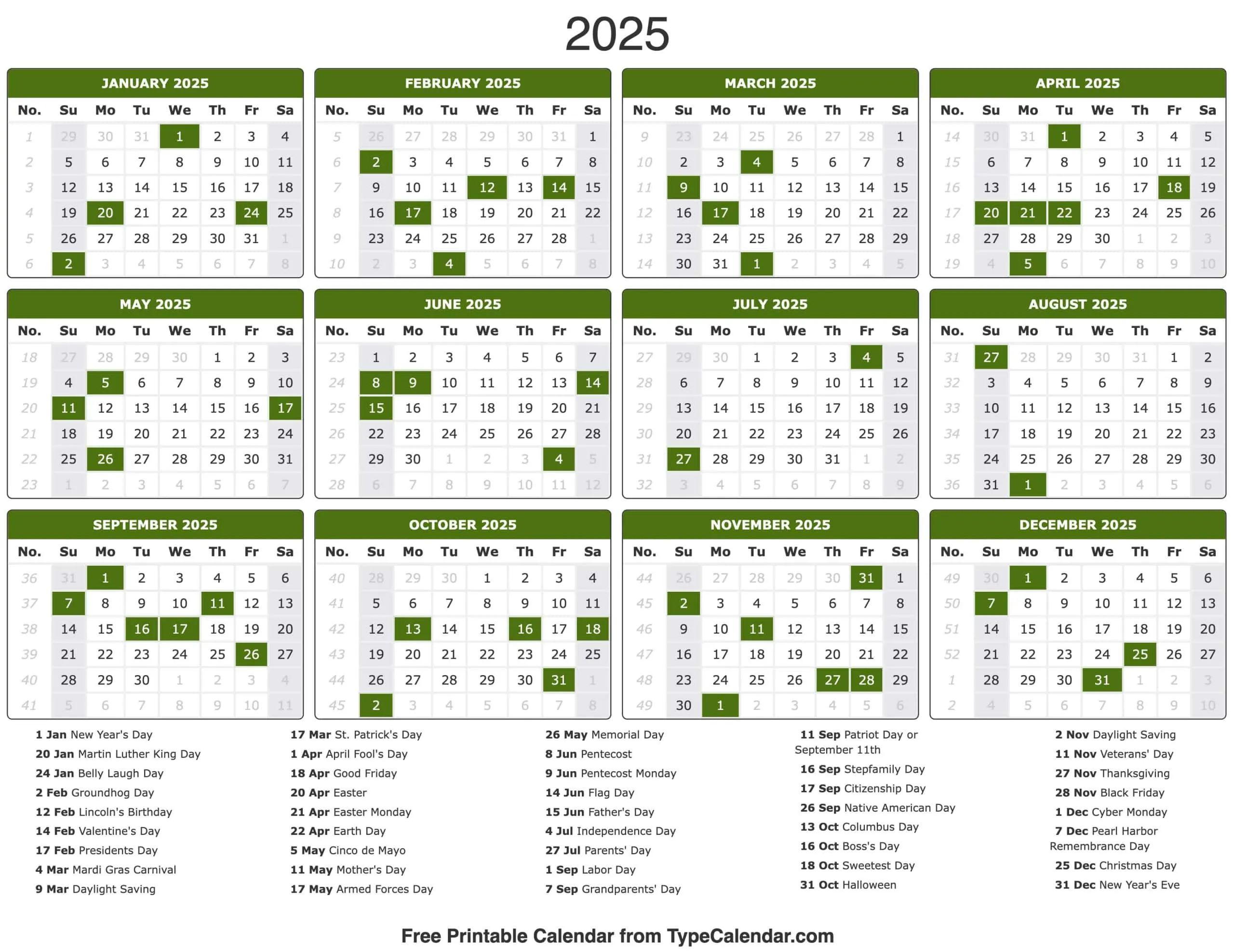 2025 Calendar - Printable Calendar 2025 With Holidays pertaining to Spring 2025 Calendar Printable
