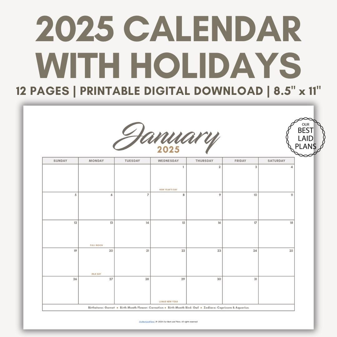 2025 Calendar Printable Landscape 2025 Monthly Bundle Calendar with regard to Printable Monthly Calendar 2025 with Canadian Holidays