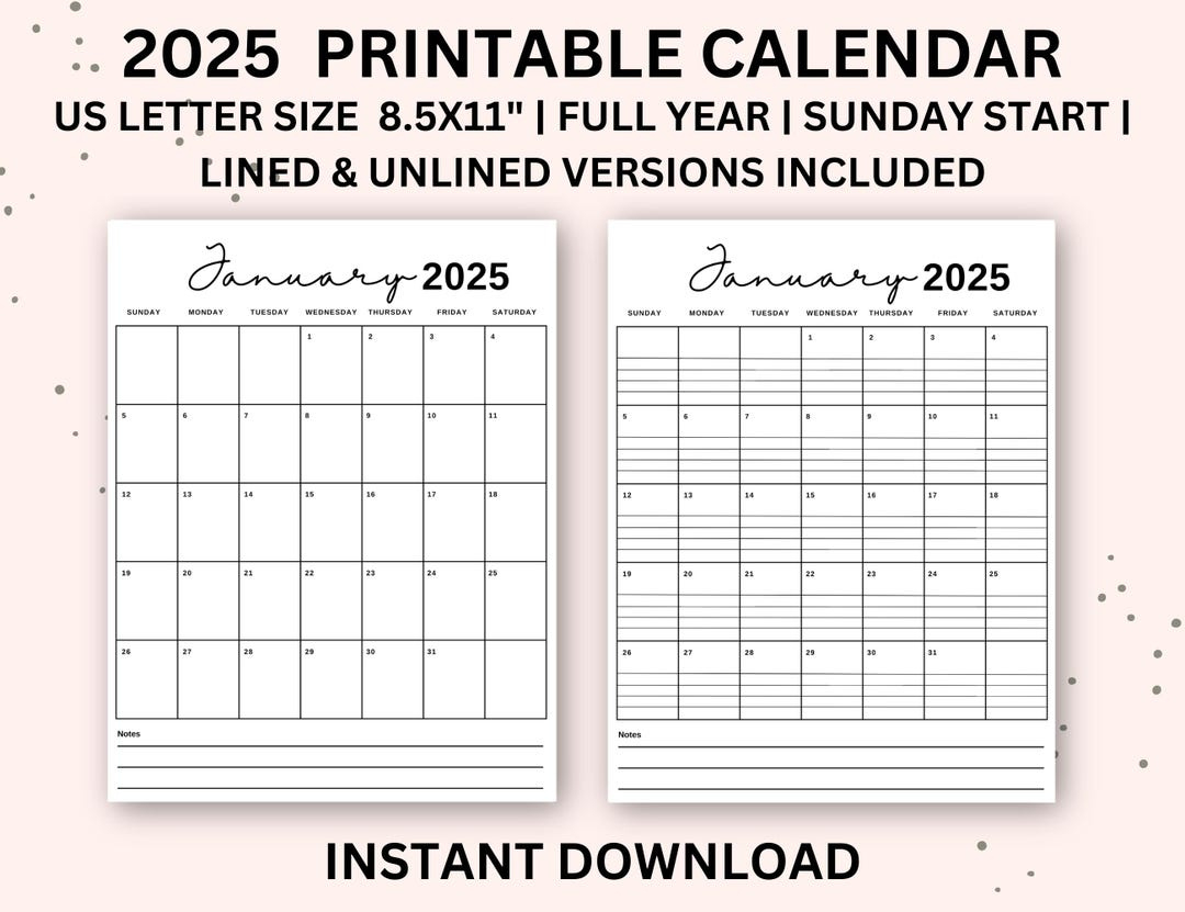2025 Calendar Printable Portrait| Monthly Calendar With Lines with regard to 5x7 Printable Calendar 2025