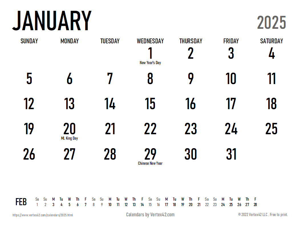 2025 Calendar Templates And Images with Vertex42 Printable Calendar 2025