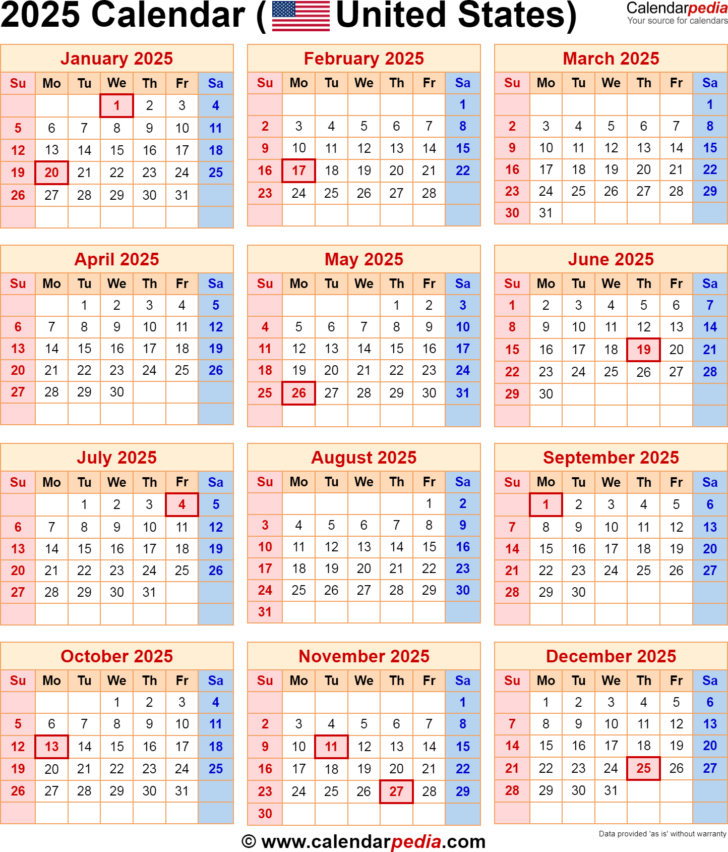 Postal Calendar 2025 Printable