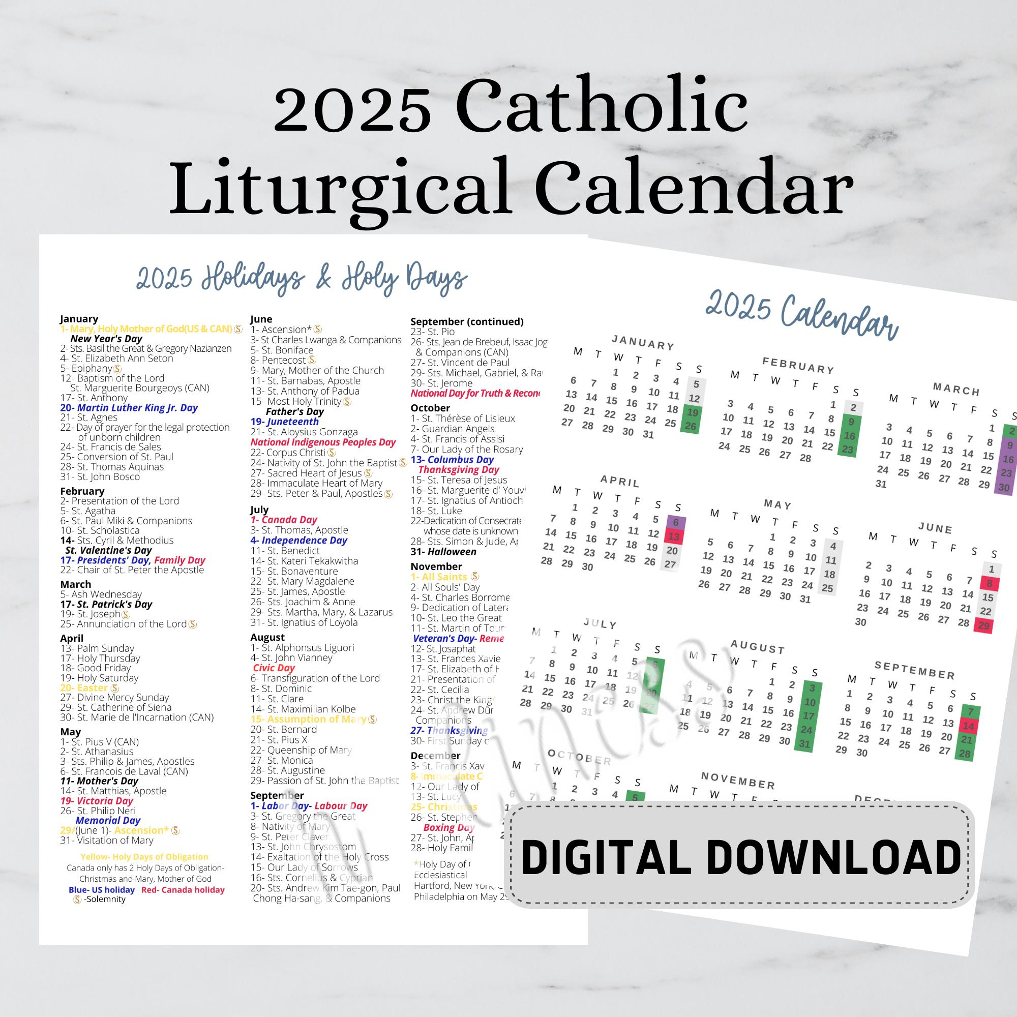 2025 Catholic Calendar- Digital Download - Etsy in August 15 2025 Catholic Calendar