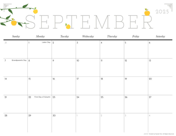 Printable Calendar 2025 Pretty