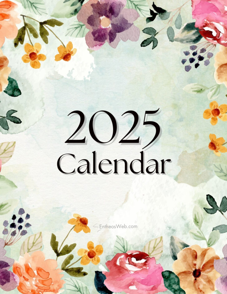 Printable Calendar 2025 with Flowers