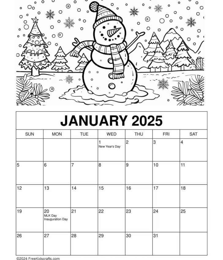 Printable Calendar 2025 to Color
