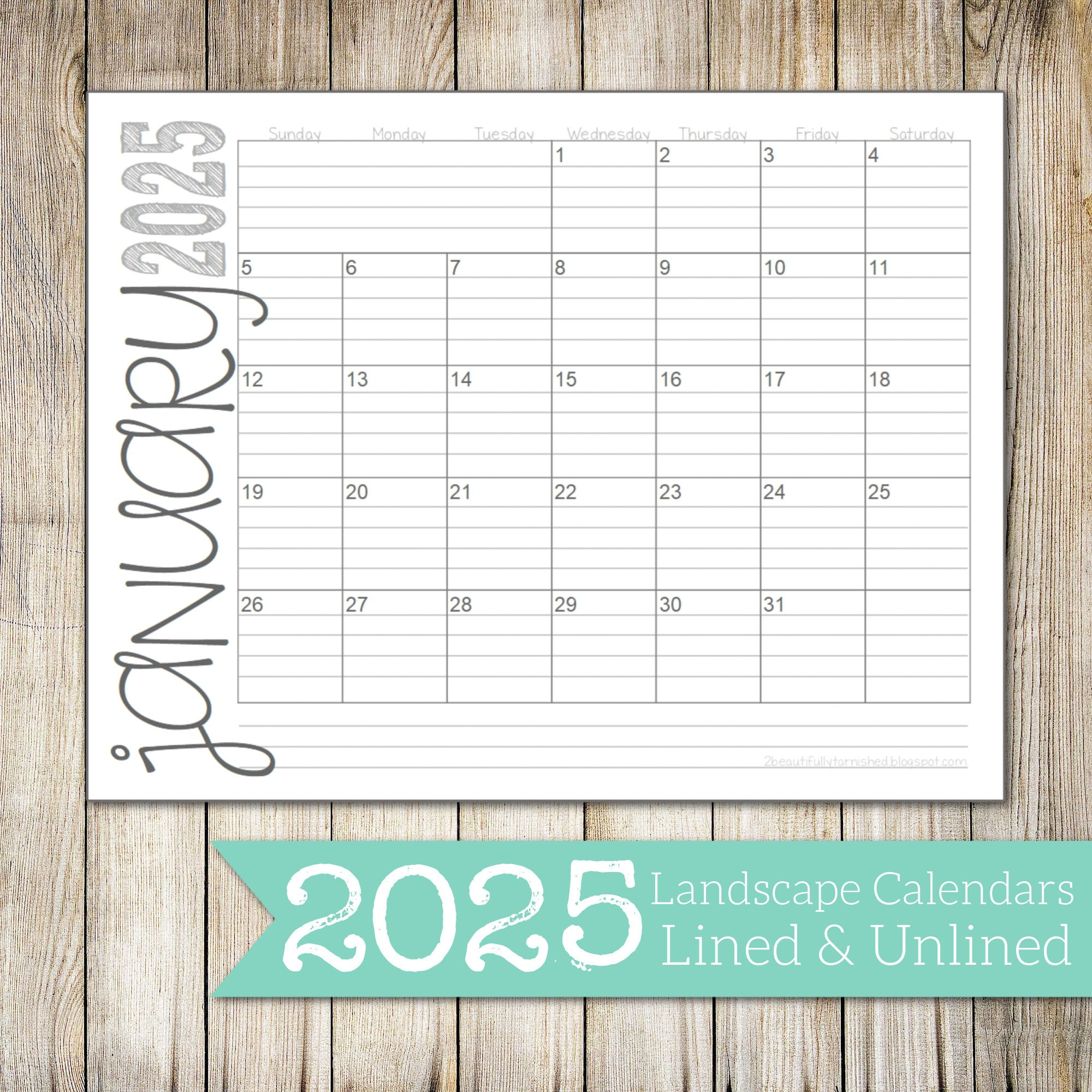 2025 Landscape Lined &amp;amp; Unlined Monthly Calendars | 8.5X11 inside Printable Calendar With Lines 2025