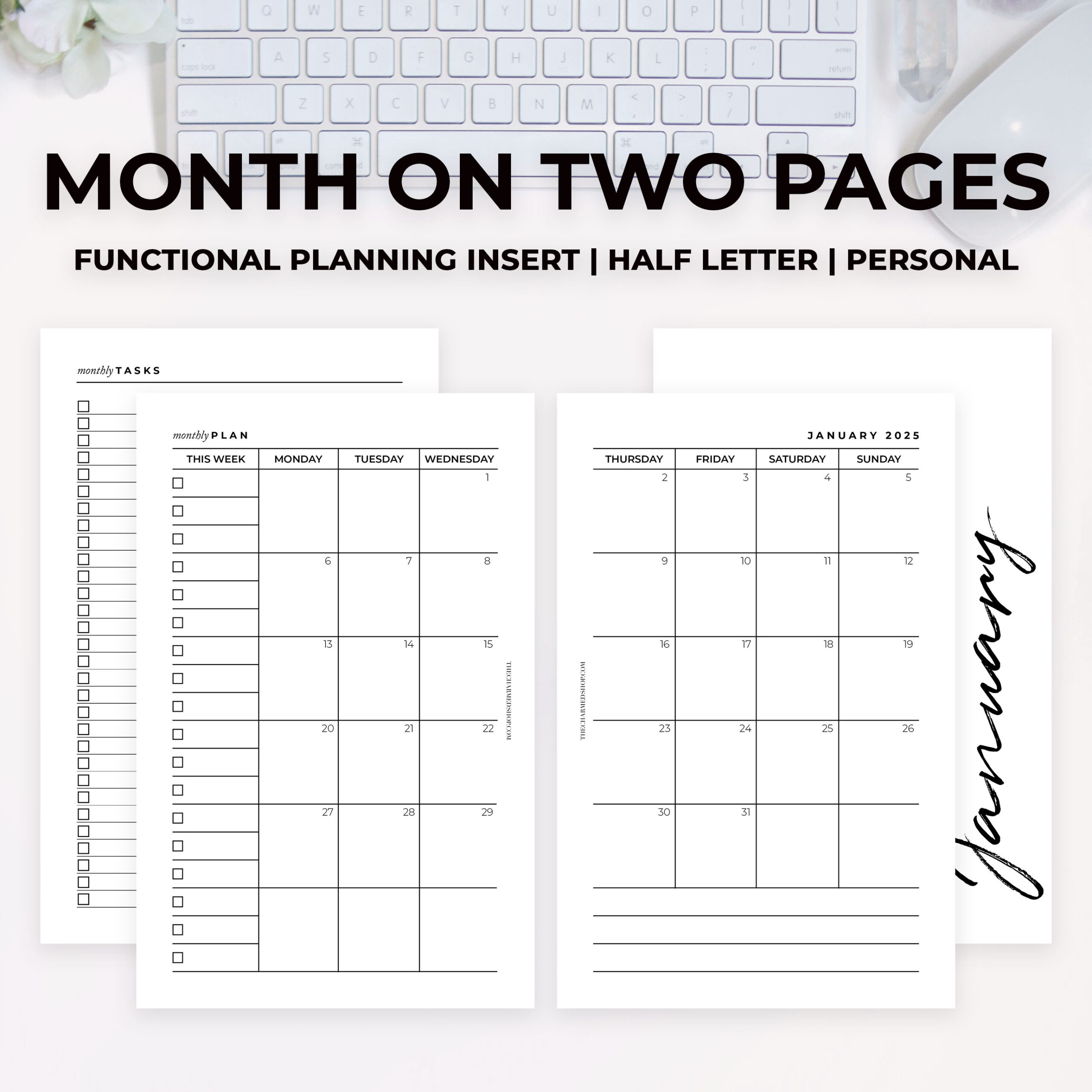 2025 Month On Two Pages Calendar {Printable Pdf} with regard to Free Printable 2 Page Monthly Calendar 2025