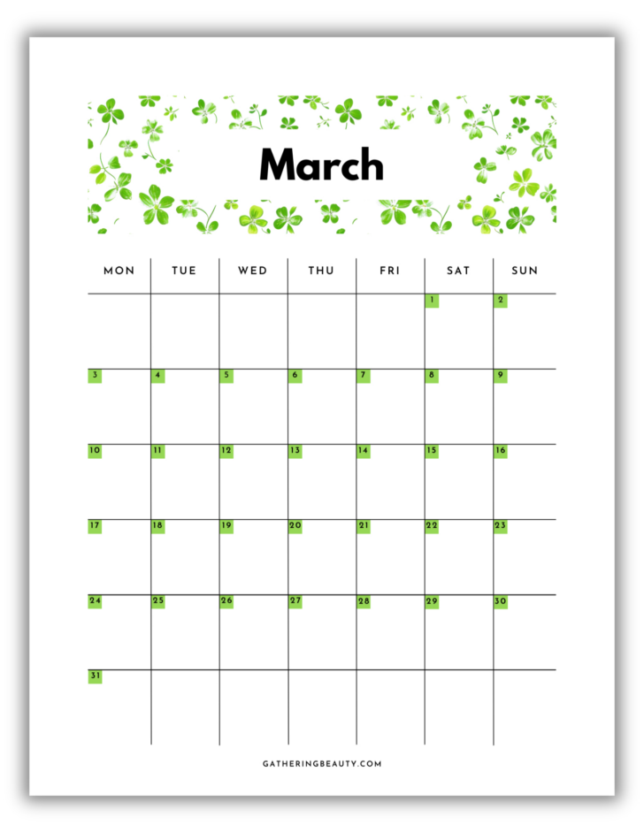 Monthly Calendar 2025 Printable Portrait