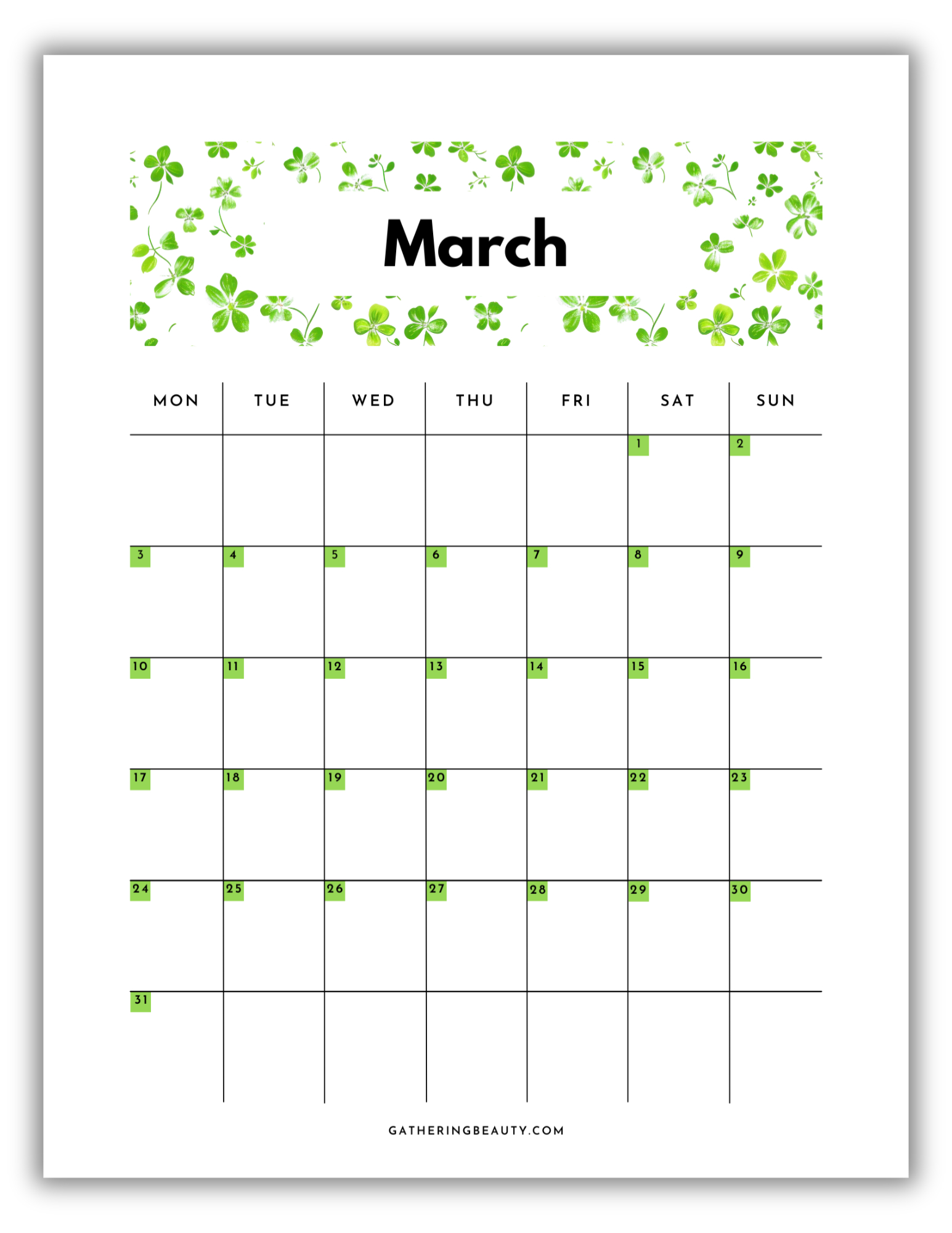 2025 Monthly Calendar Printable — Gathering Beauty within Monthly Calendar 2025 Printable Portrait