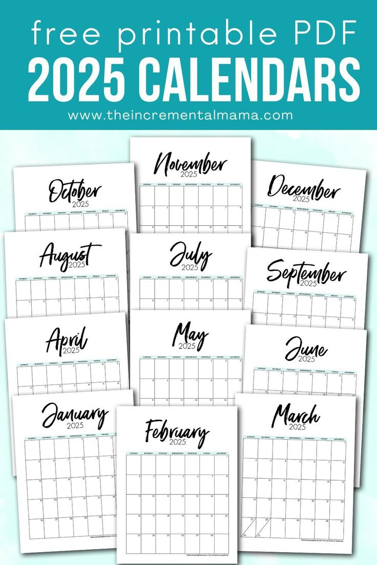 2025 Monthly Calendar Printables - Free Pdfs for Free Printable Calendar 2025 5X7