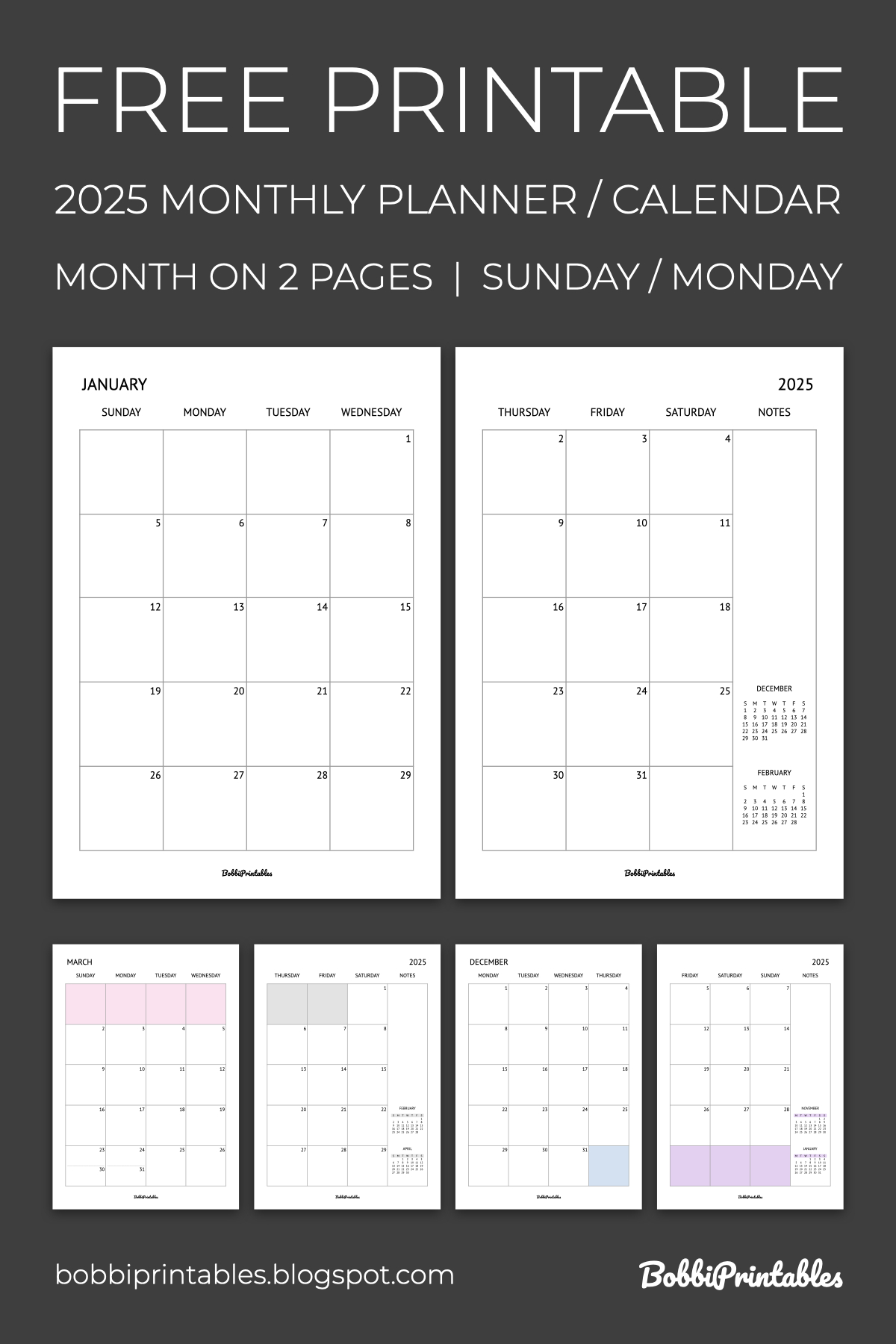 2025 Monthly Planner Calendar Free Printable - Month On 2 Pages regarding Free Printable 2 Page Monthly Calendar 2025