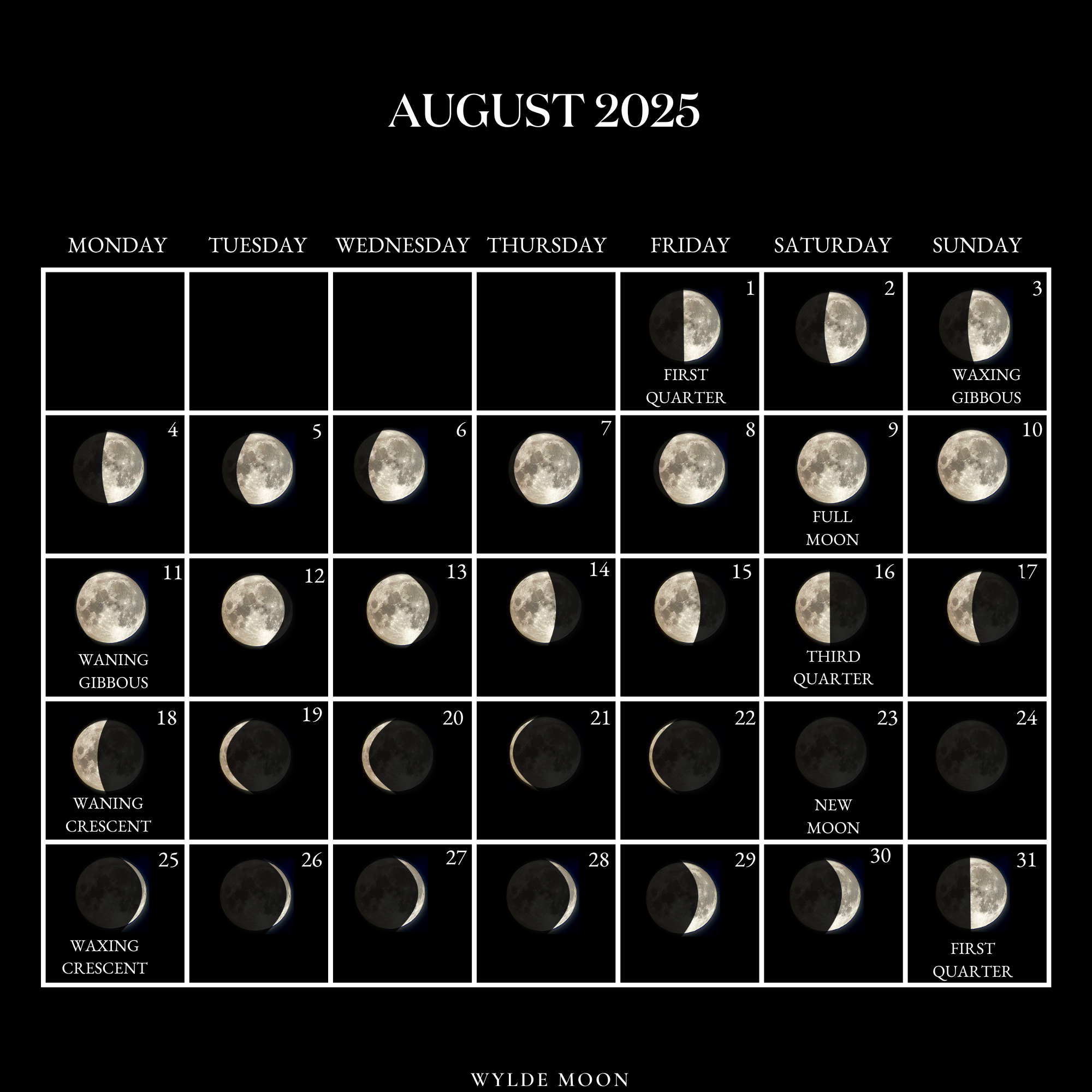 2025 Moon Calendar - Every Phase And Stage Of The Moon in Moon Calendar For August 2025