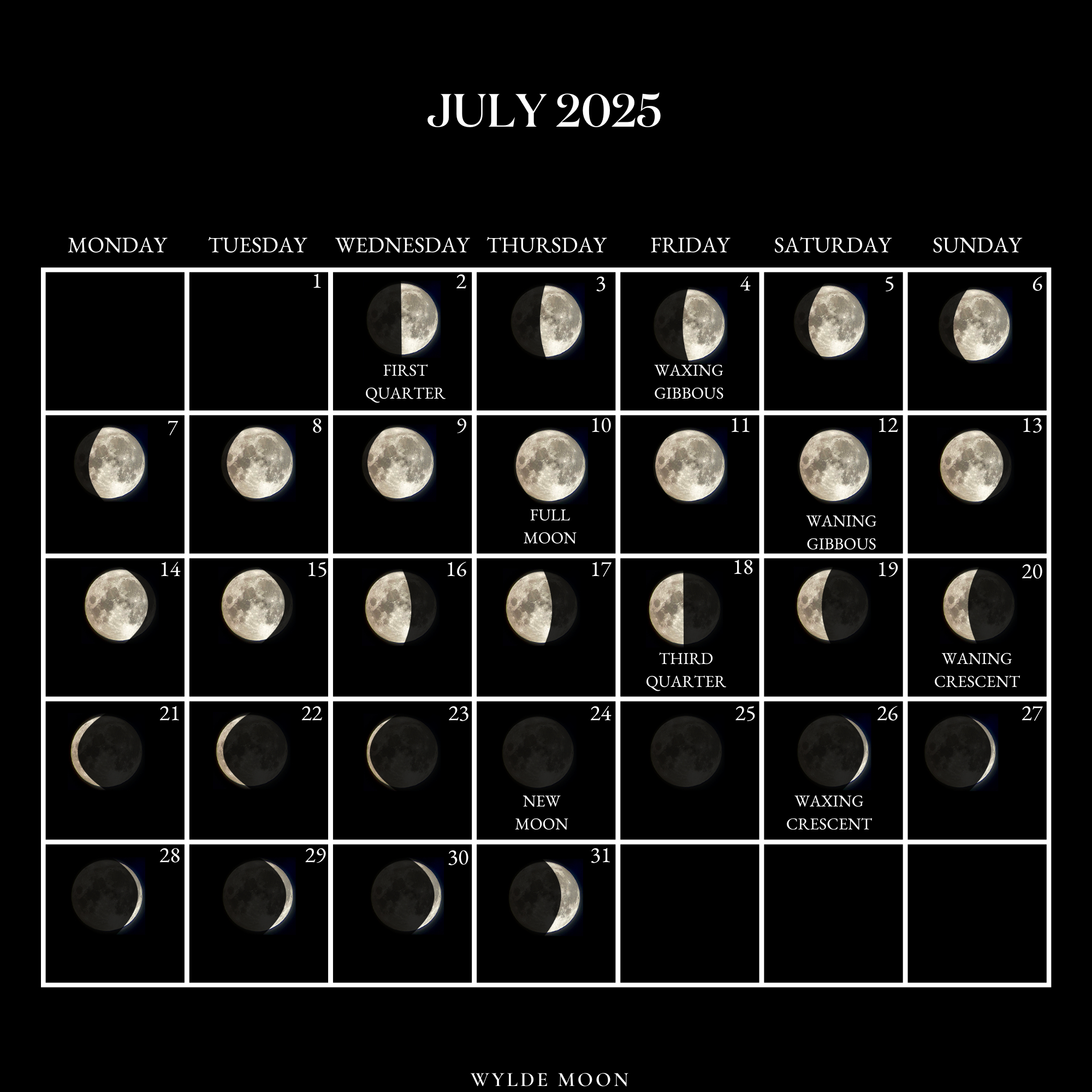 2025 Moon Calendar - Every Phase And Stage Of The Moon within Full Moon Calendar For July 2025