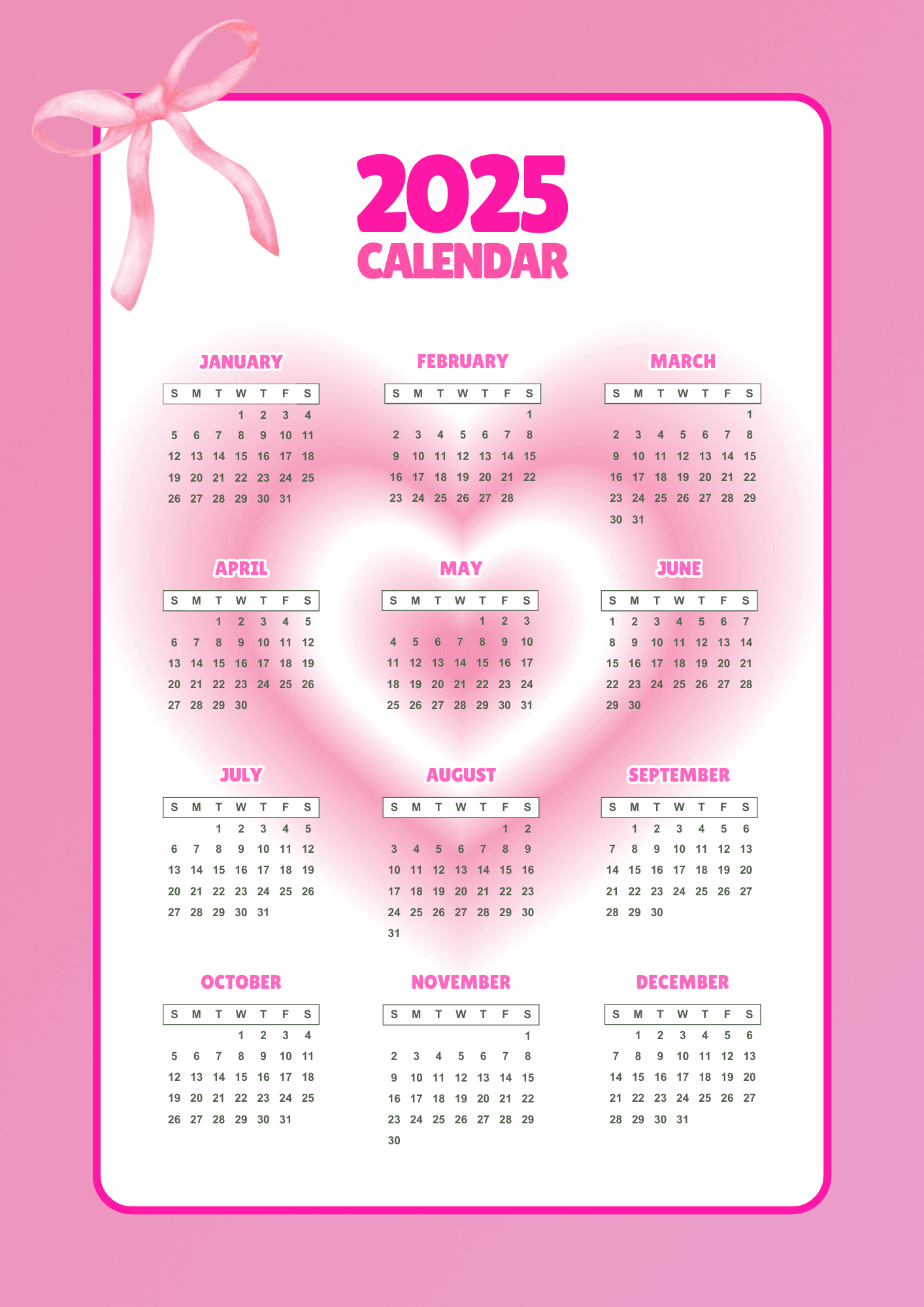 2025 Pink Calendarcxmilla_J - Raket.ph intended for Printable Calendar 2025 Pink