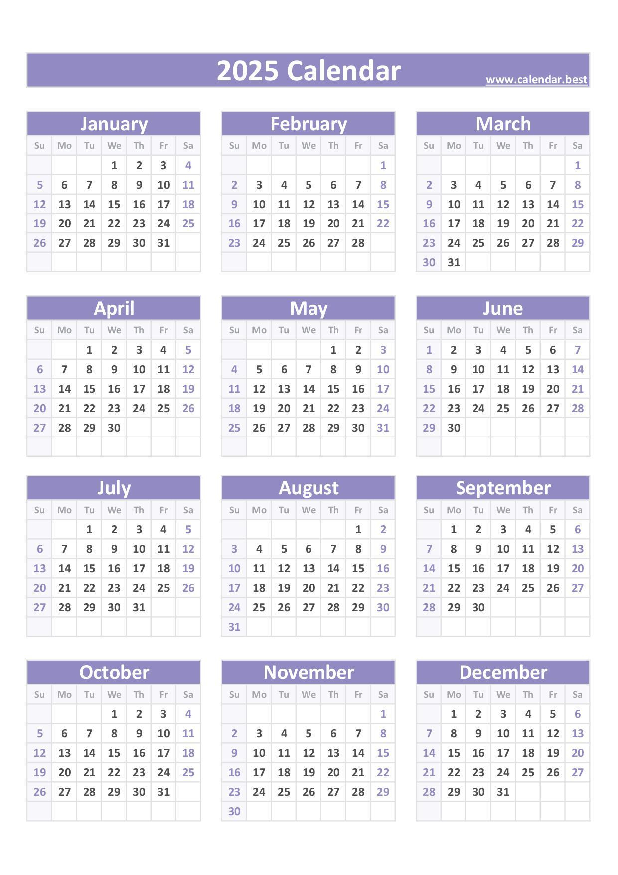2025 Printable Calendar With Week Numbers And Holidays for 2025 Monthly Calendar Printable Portrait Mode