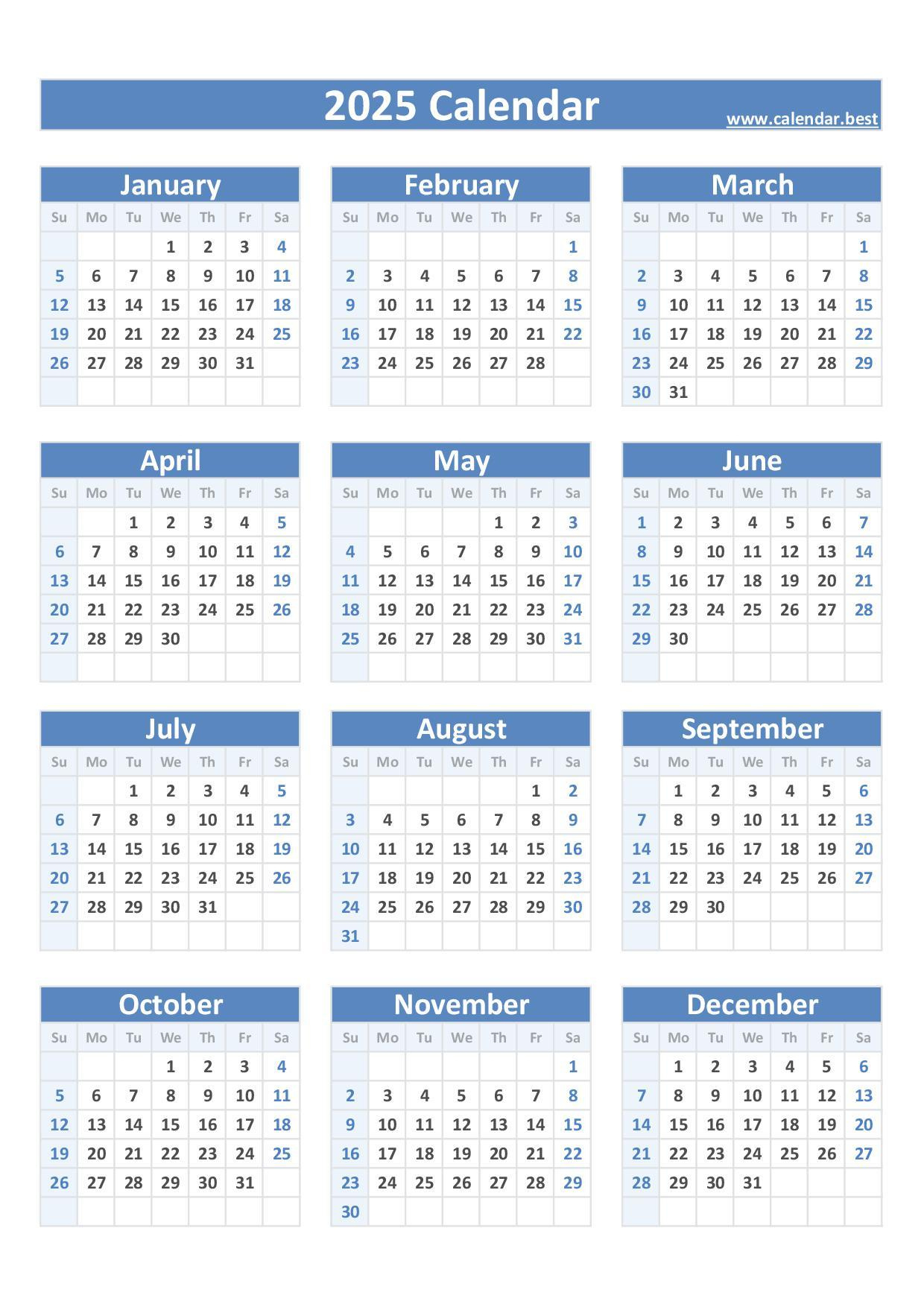 2025 Printable Calendar With Week Numbers And Holidays with Printable Calendar 2025 Portrait