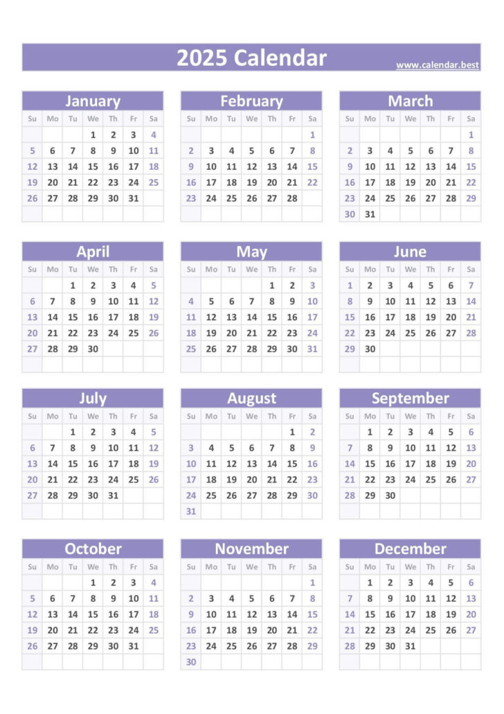 Printable Calendar 2025 A4