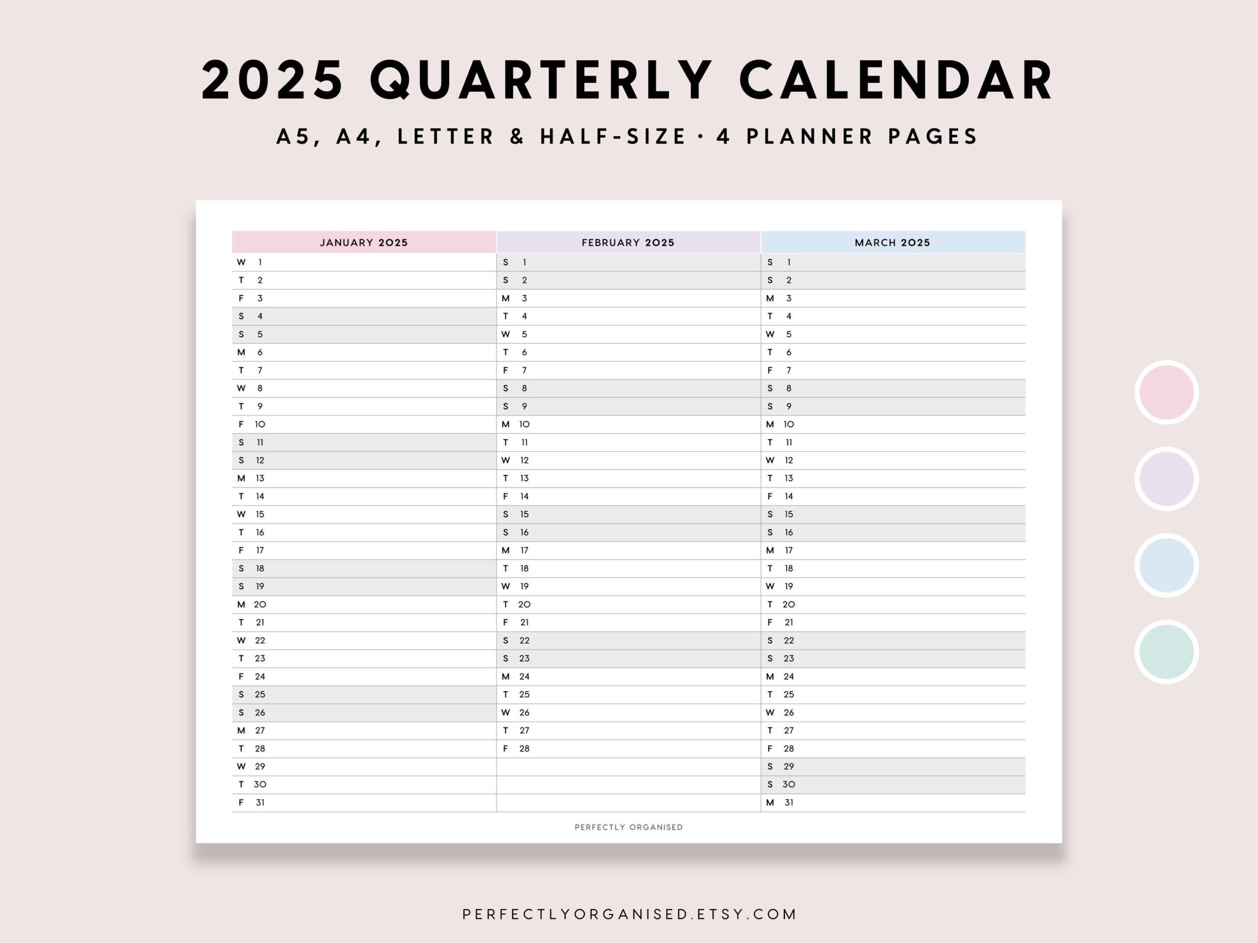 2025 Quarterly Calendar | 2025 Foldout Calendar, 2025 Folding in Printable Calendar 2025 Quarterly