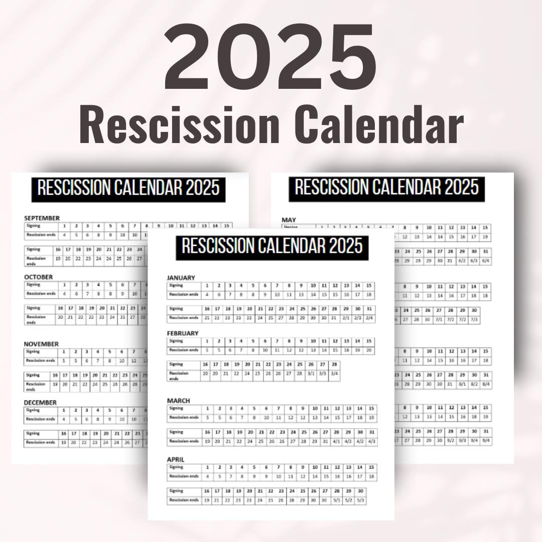 2025 Rescission Calendar | Rescission Calendar 2025| Loan Signing intended for 2025 Rescission Calendar Printable