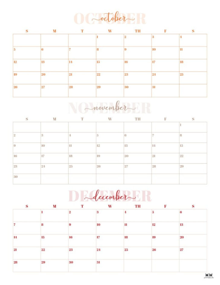 Free Printable 3 Month Calendar 2025