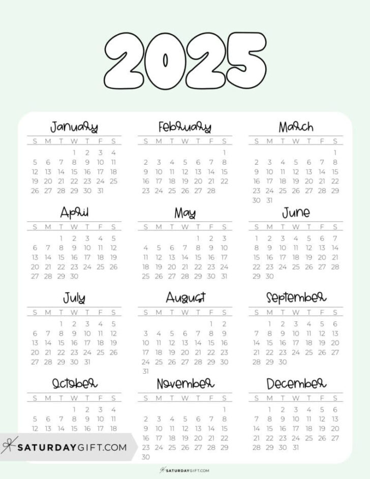 2025 Calendar Printable Cute