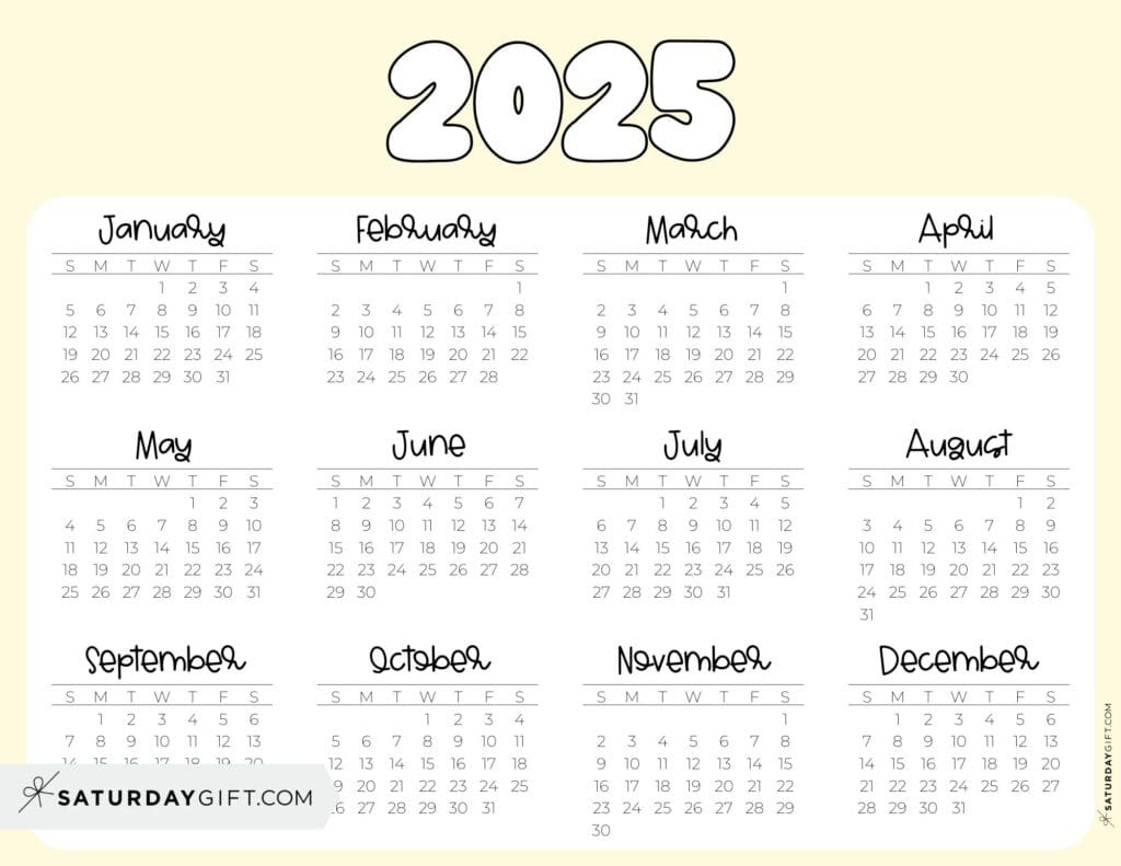 2025 Year At A Glance Calendars - 37 Cute And Free Pdfs pertaining to Printable Landscape Calendar 2025