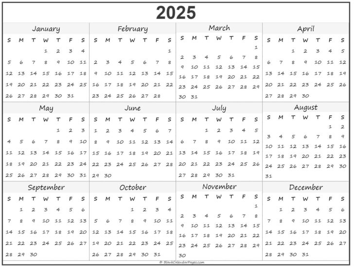 11 X 17 Printable Calendar 2025