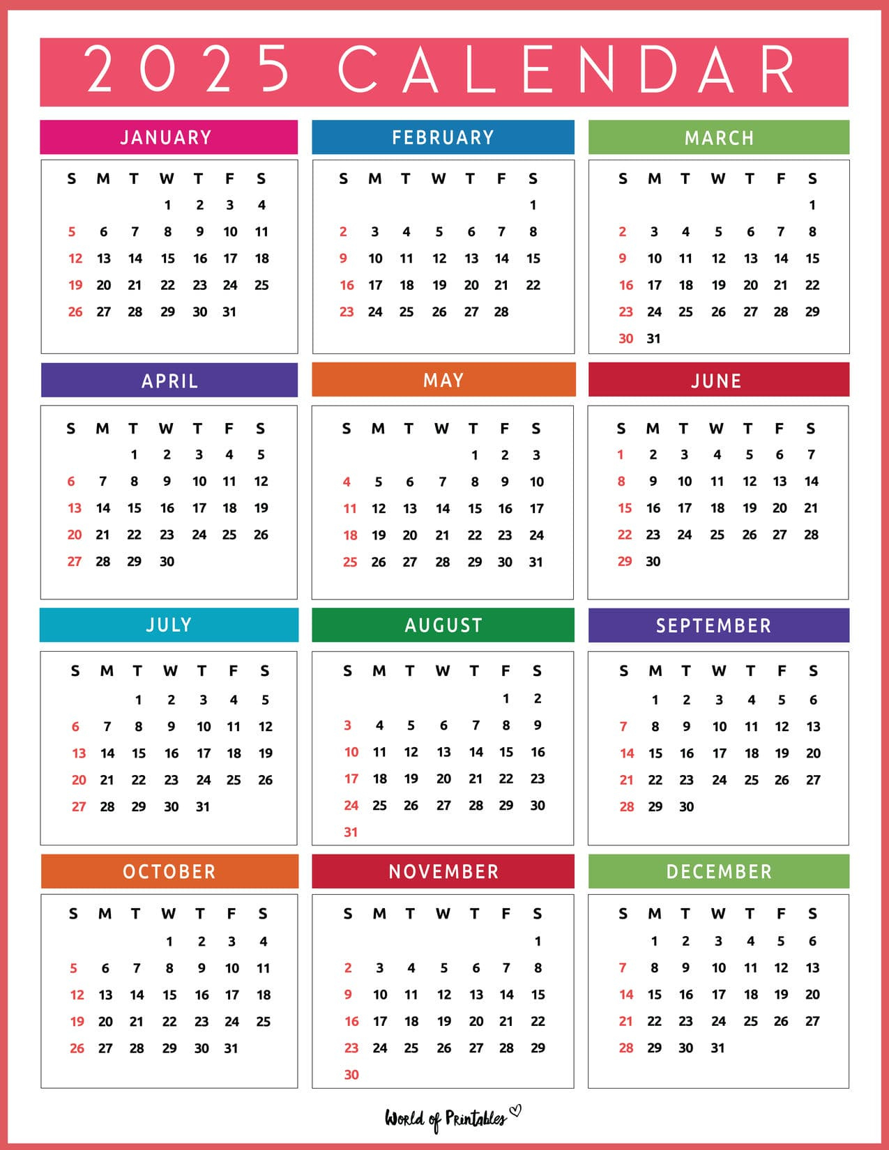 2025 Year Calendars - 70 Best Printables - World Of Printables regarding 2025 Calendar Images Printable