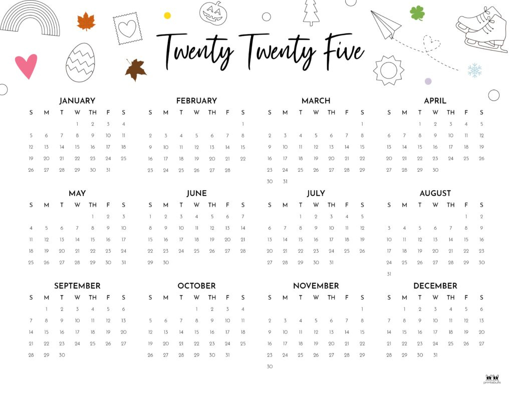2025 Yearly Calendars - 29 Free Printables | Printabulls pertaining to Free Printable Calendar 2025 Printabulls